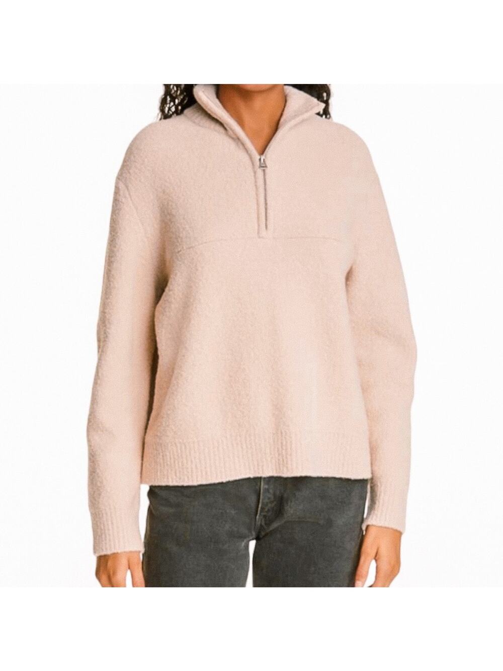 Jenni Kayne Beige Sand Merino Wool Half 1/2 Zip Pullover XS